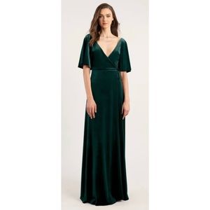 Jenny Yoo Marin Wrap Dress Velvet (Emerald) Size 4